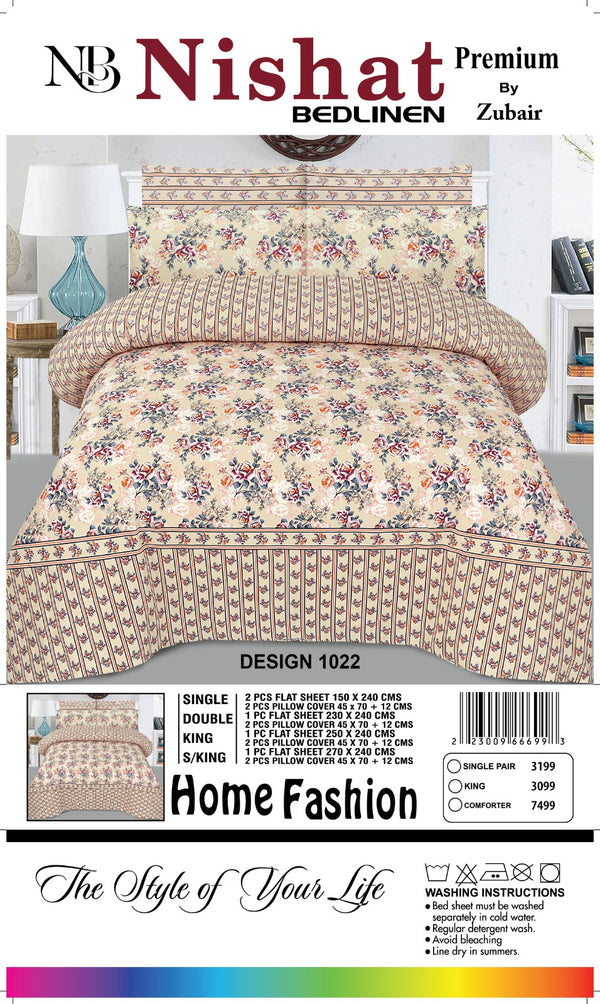 Nishat Premium Bedlinen Bedsheet Set Vintage Floral Cream
