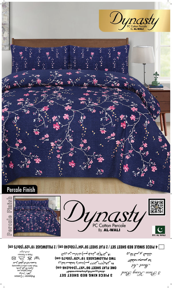 Dynasty Premium Bedlinen Bedsheet Set Midnight Pink Blossom