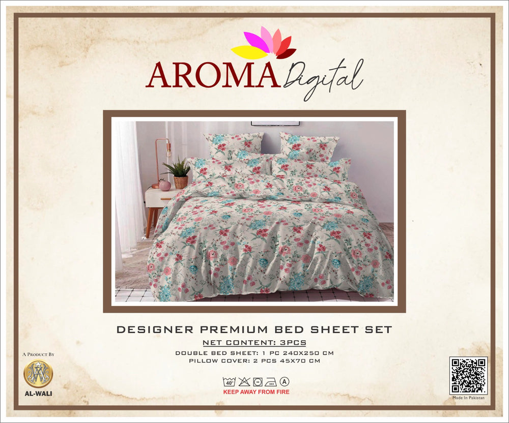 AROMA Premium Vintage Floral Bedsheet Set Ivory Blossom