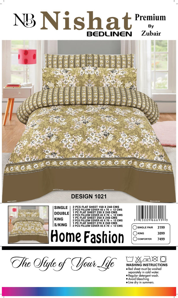 Nishat Premium Bedlinen Bedsheet Set Olive Floral Classic