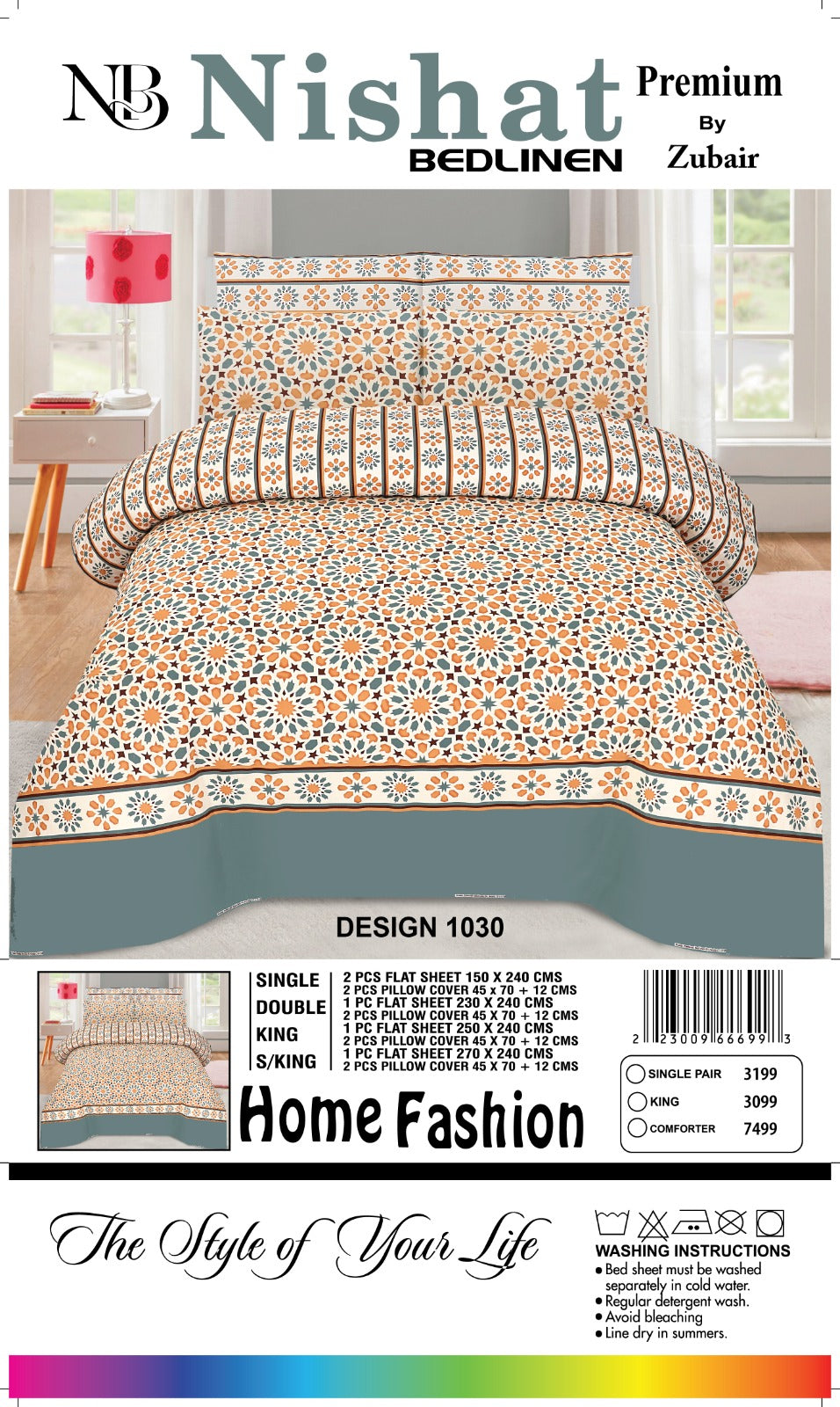 Nishat Premium Bedlinen Bedsheet Set Moroccan Mosaic Print