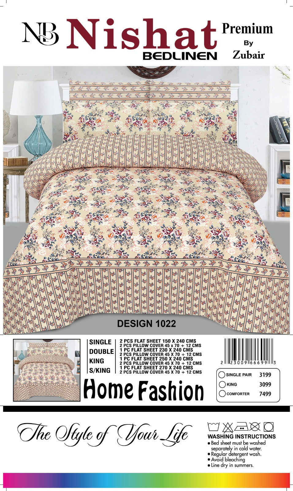Nishat Premium Bedlinen Bedsheet Set Vintage Floral Cream