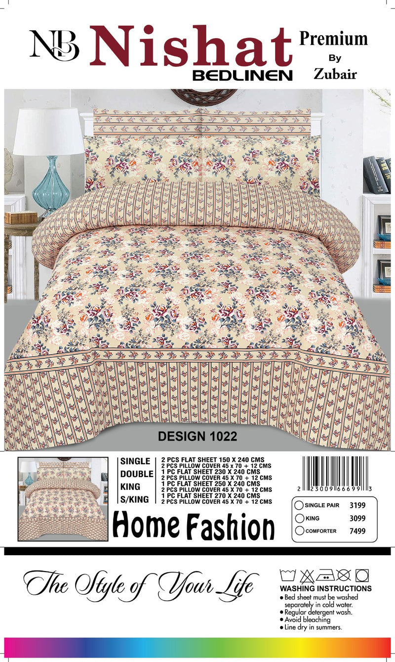 Nishat Premium Bedlinen Bedsheet Set Vintage Floral Cream