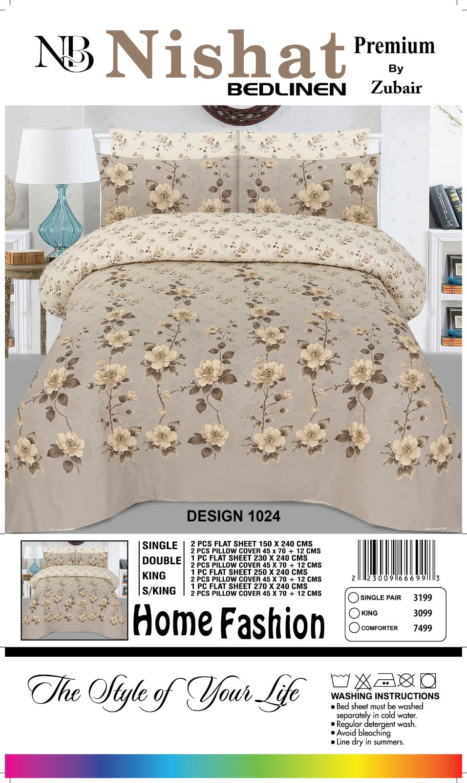 Nishat Premium Bedlinen Bedsheet Set Ivory Blossom Elegance