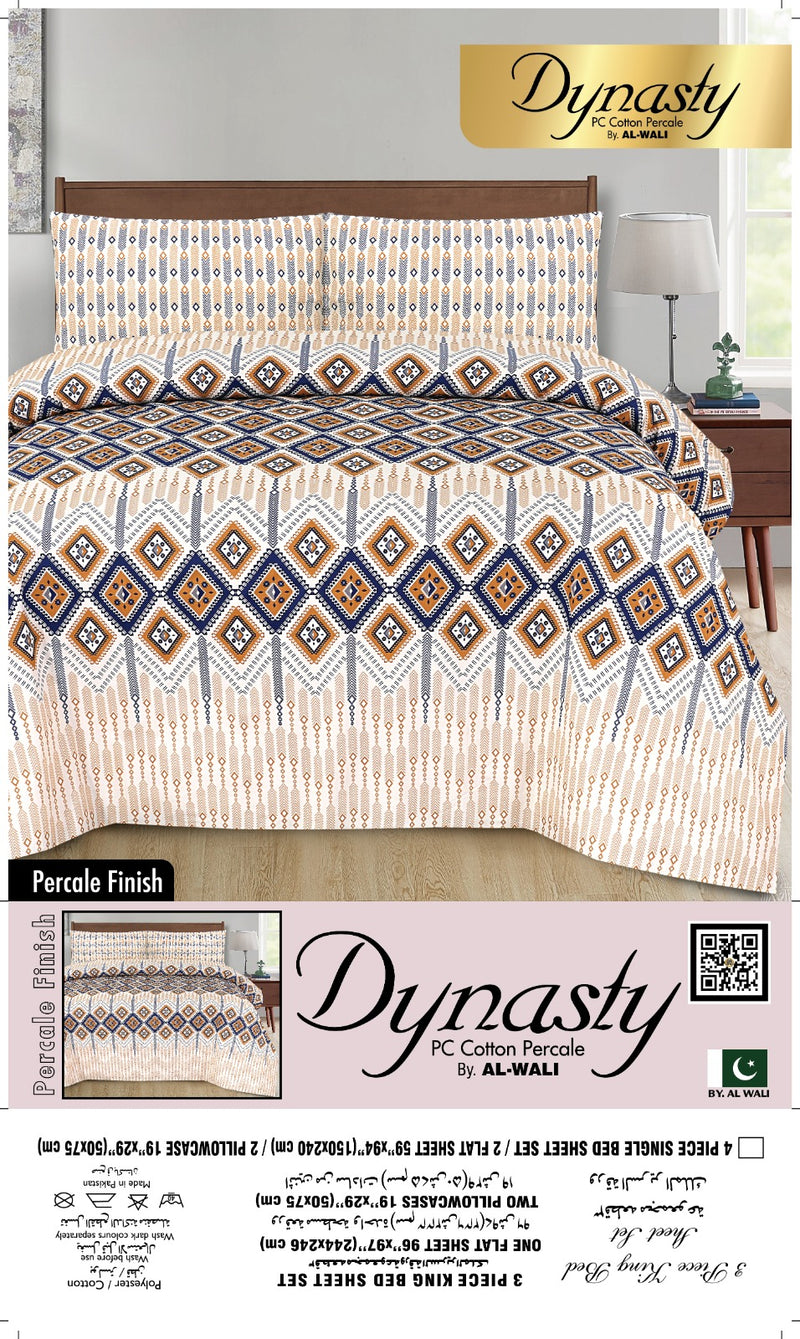 Dynasty Premium Bedlinen Bedsheet Set Indigo Geometric Diamond